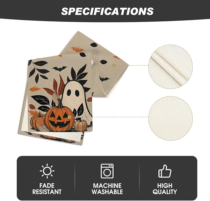 Artoid Mode 210 GSM Halloween Table Runner 13x60 Inch Home Party Decor | Leaves - Image 5