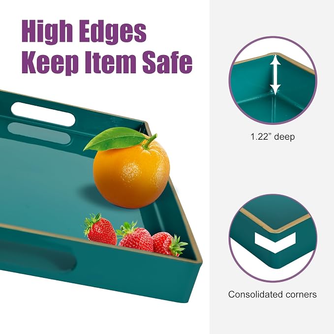 Gifturbo Teal Serving Tray, Rectangular Serving Trays - Image 4
