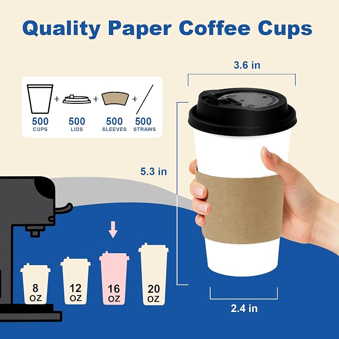 16 oz 500 Pack Coffee Cups - Image 3
