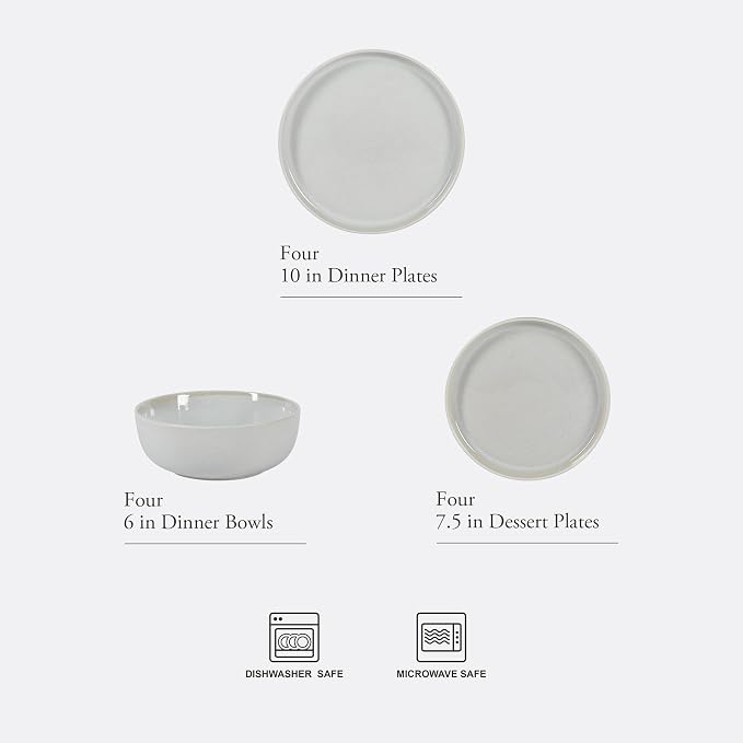 Gibson Elite Tahoe Sunset 12 Piece Stoneware Reactive Glaze Ceramic Plates and - Image 2
