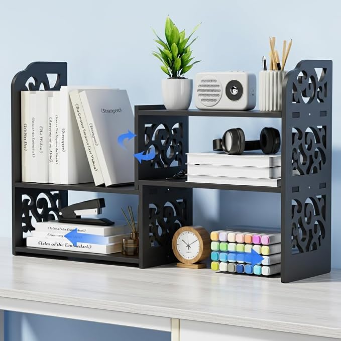 YGYQZ Adjustable Desktop Shelf Organizer, 3-Tier Expandable Desk Shelf by YGYQZ