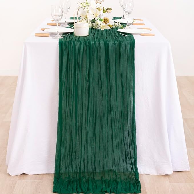 6 Pack Emerald Green Cheesecloth Table Runner 10ft Sheer Gauze Decor | - Image 6