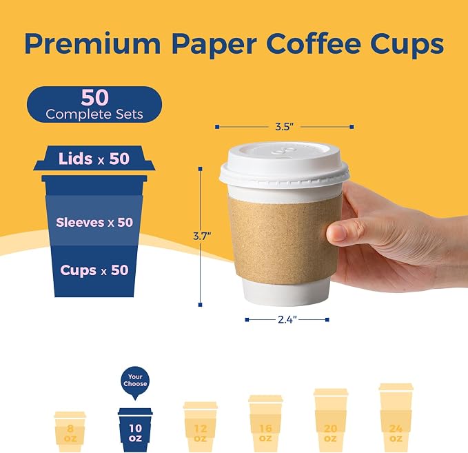 Fit Meal Prep 50 Pack 10 oz Disposable Coffee Cups - Image 2