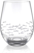 Joeyan Etched Stemless Wine Glasses, Hand Blown Drinking Glass Cups Wine Tumbler by JoeyanHousehold
