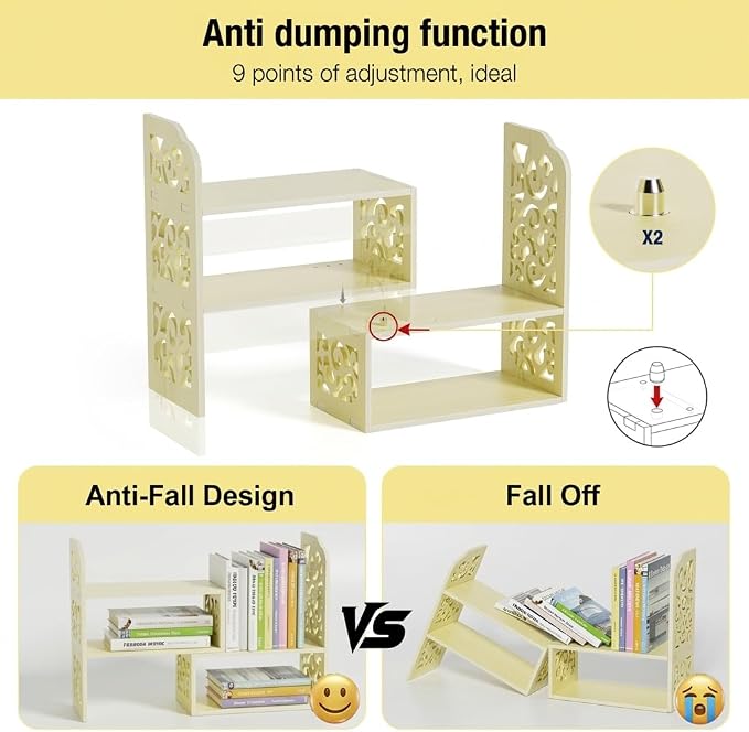 YGYQZ Adjustable Desktop Shelf Organizer, 3-Tier Expandable Desk Shelf - Image 6