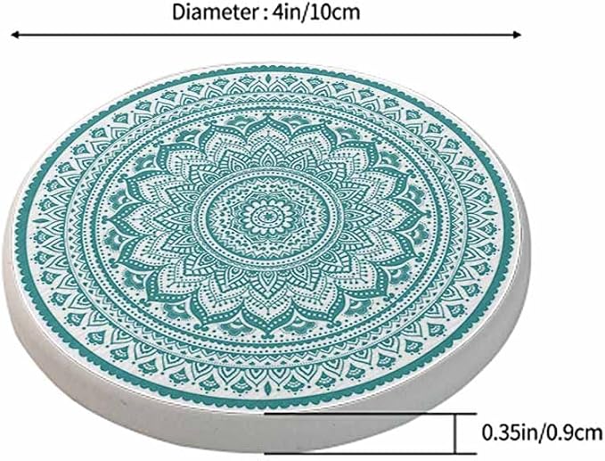oFloral Teal Mandala Flower Coasters - Image 2