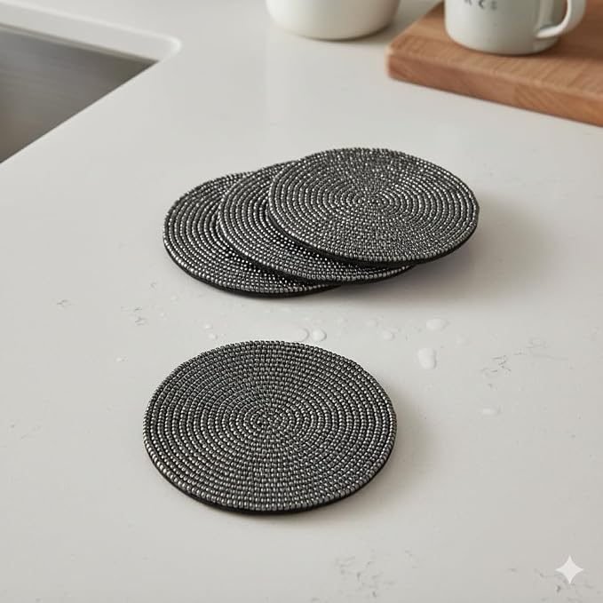 Handmade Beaded Bar Drink Tabletop Protection Coasters - Image 6