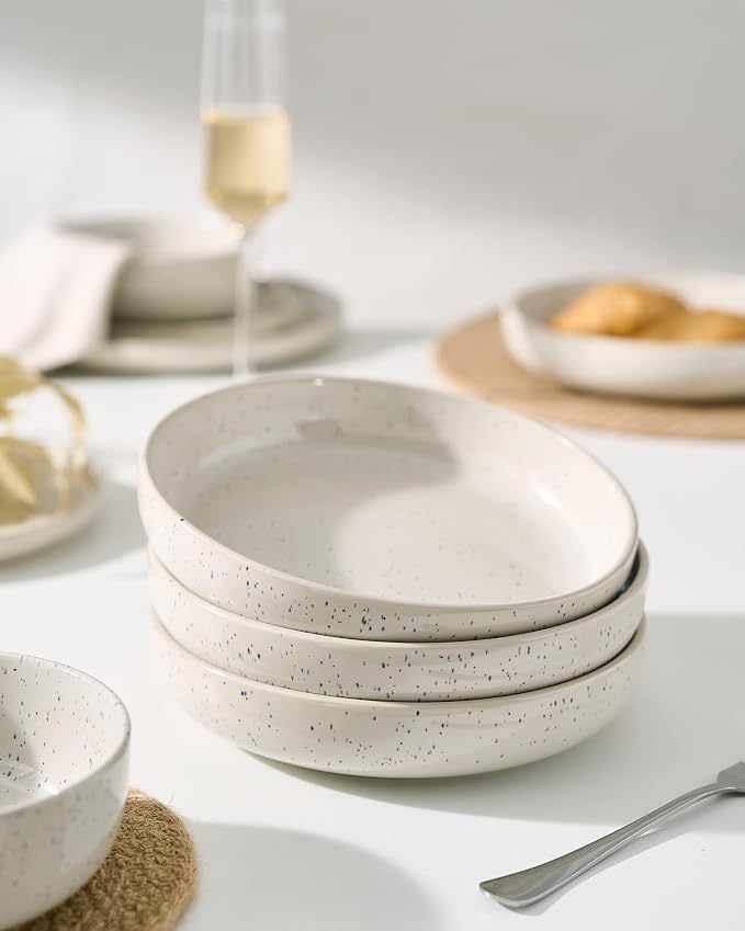 famiware Milkyway 33 oz Pasta Bowls Set of 8, Creamy White | Double Reactive - Image 6