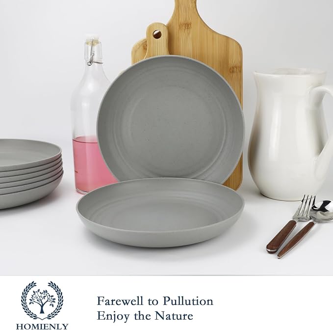 Dinner Plates Set of 8 Premium Wheat Straw Plate Alternative - Image 4