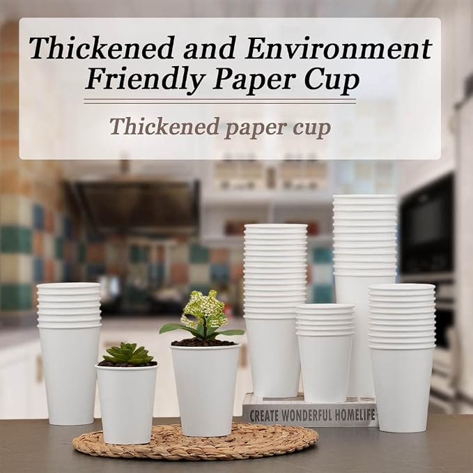 Lamosi 180 Pack16 oz Disposable Coffee Cups, 16oz White Paper Cups | Hot/Cold - Image 4