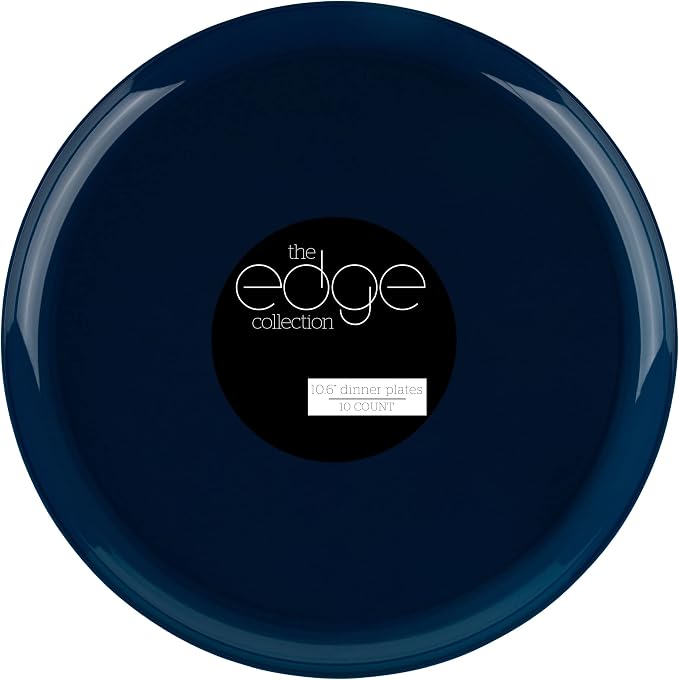 Dark Blue Plastic Party Plates Edge Collection Premium heavyweight Elegant by PLASTICPRO