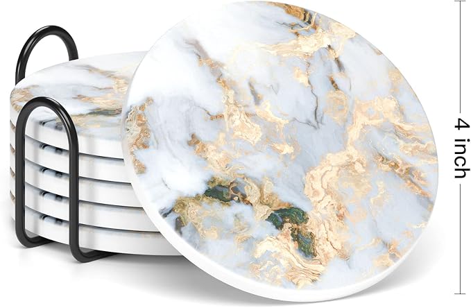 Nipichsha Coasters for Drinks, Kitchen Home Decor Housewarming Gift, Round 4 in - Image 2