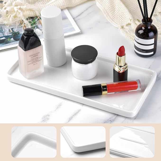 Gurygo 10" Ceramic Vanity Tray for Bathroom Counter - Image 7