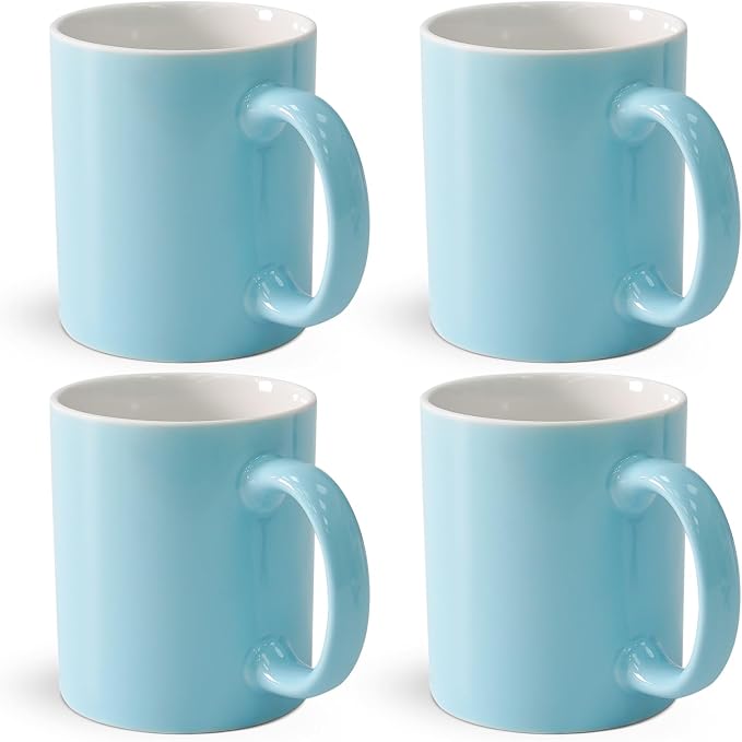 12 oz Cup, Plain Gloss Light Blue Ceramic Coffee Mug by Momugs