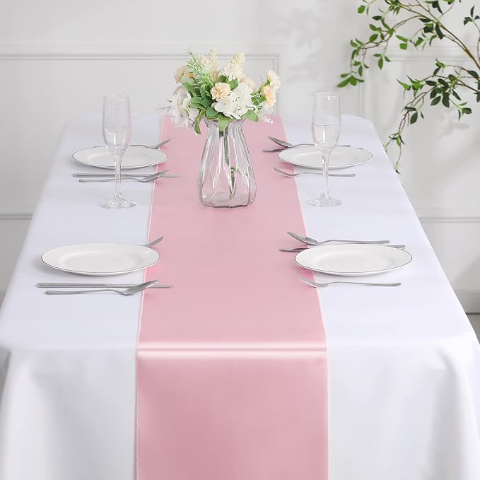 Manyshofu Blush Pink Satin Table Runner 12x72 - Image 5