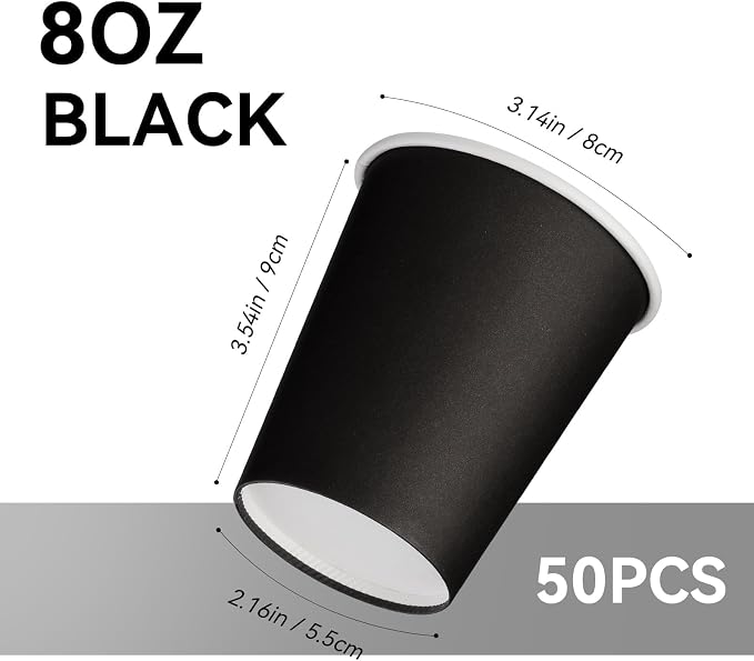50 Pack 8 oz Disposable Paper Cups, 8 oz Coffee Cups, Water Cups - Image 2