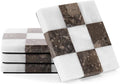 Marble Coasters Set of 4, Square Drink Checkered Coasters by Earthentones