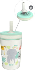 Zak Designs Safari Kelso 12oz Stainless Steel Leak-Proof Toddler Straw Cup by ZakDesigns