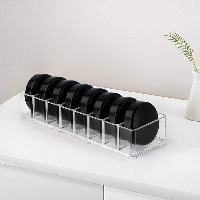 HBlife 2 Pack Clear Acrylic Makeup Compact Organizer, 8 Spaces Vanity Organizer - Image 5