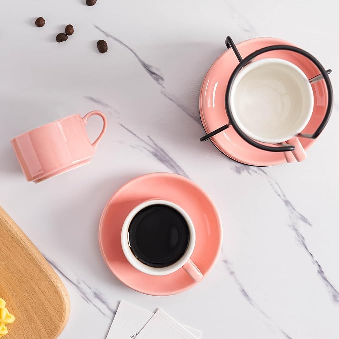Cappuccino Cups Set of 4, 8oz Stackable Coffee Cups Set - Image 5