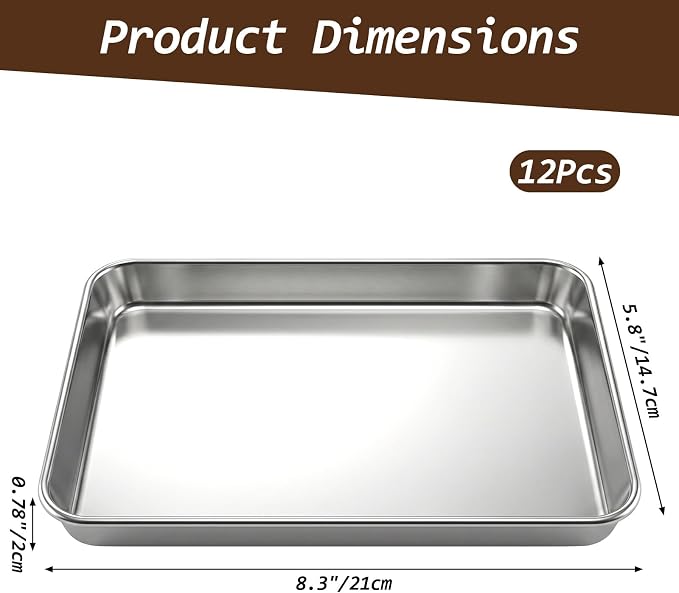 12 Pack Stainless Steel Plates Metal Plates Metal Food Tray Plate Small Baking - Image 2