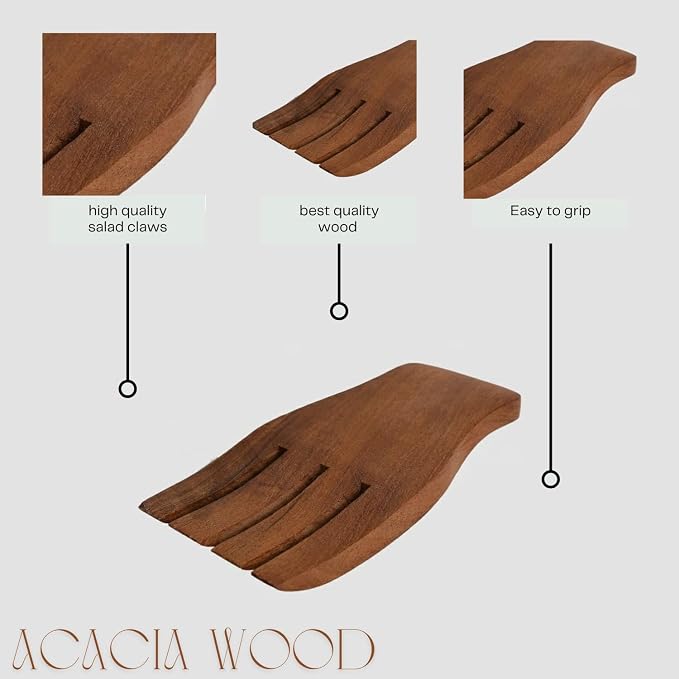 Salad Hands, Acacia Wood Salad Servers, Pasta and More - Image 6