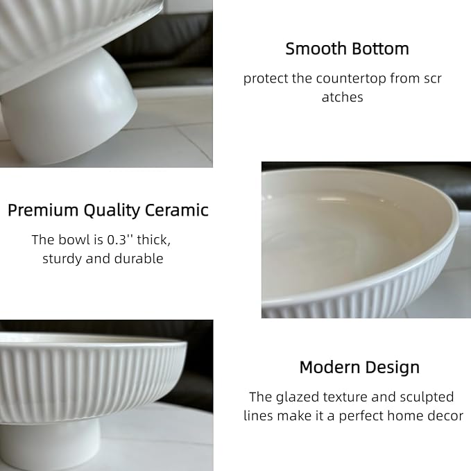 11" Ceramic Fruit Bowl for Kitchen Counter - Image 3