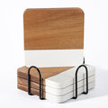 Acacia Wood Marble Coasters for Drinks by Unknown