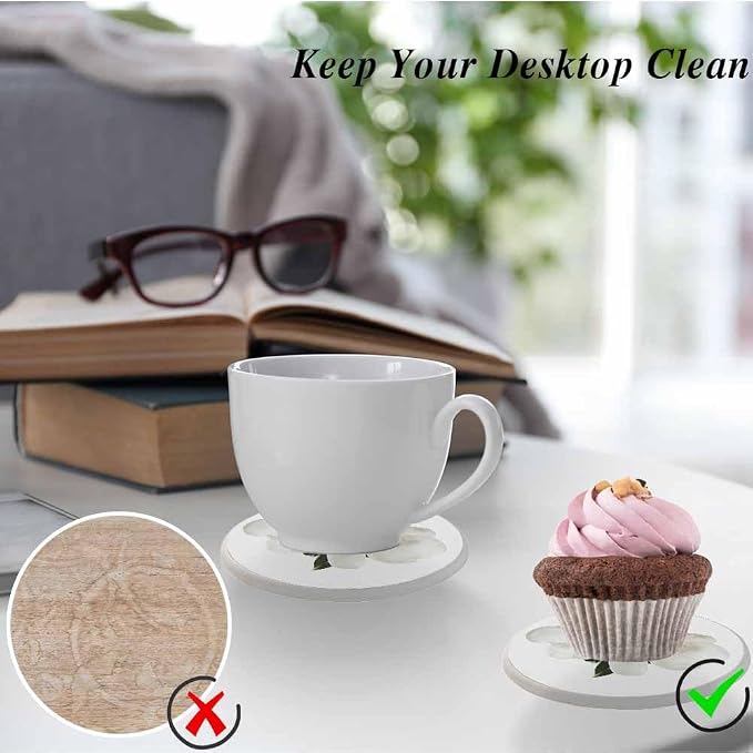 Magnolia Flower Ceramic Coasters Absorbent Drink Coasters Round Ceramic Table - Image 5