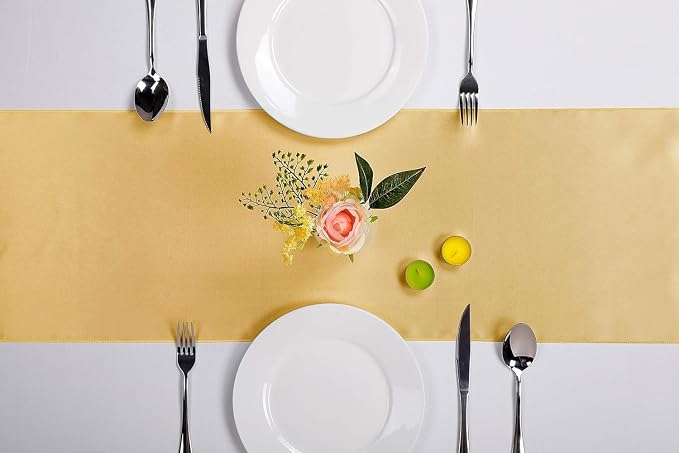 15-Pack Satin Table Runner Light Gold 12 x 108 inches Long, Table Runners - Image 6