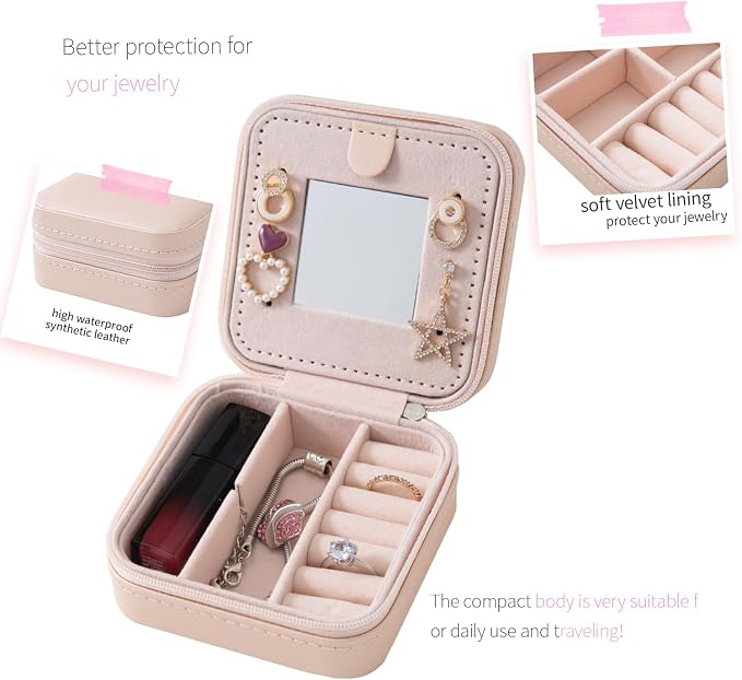 KElofoN Travel jewelry case Travel jewelry box Travel Jewelry Organizer Small - Image 3