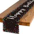 Artoid Mode Polka Dot Black Happy Birthday Table Runner, Seasonal Halloween by ArtoidMode