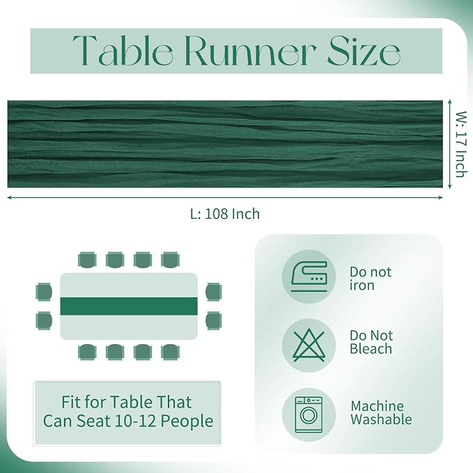 10 Pack Emerald Green Cheesecloth Table Runner 17x108 Inch Boho Gauze Cheese - Image 2