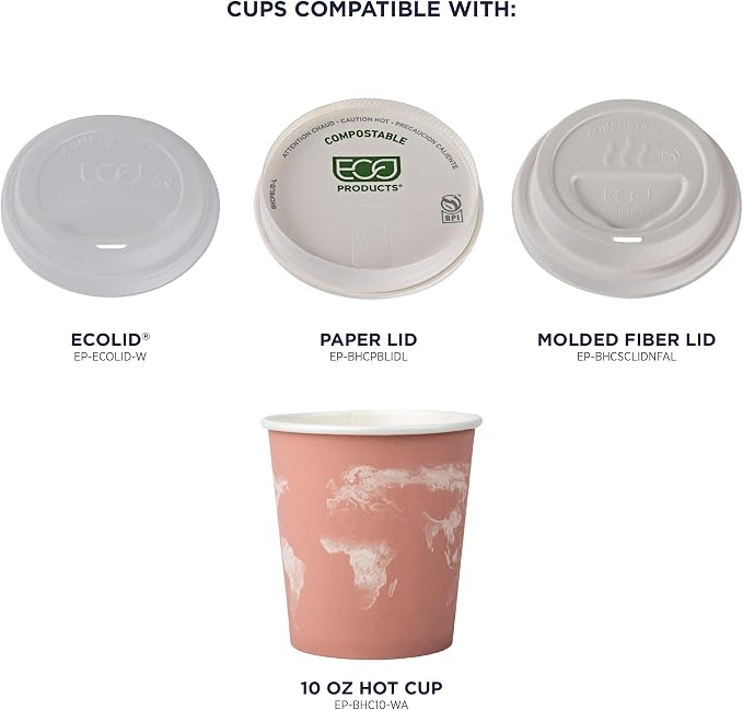 ECO PRODUCTS Compostable Disposable World Art 10oz Coffee Cups, Case of 1000 - Image 8