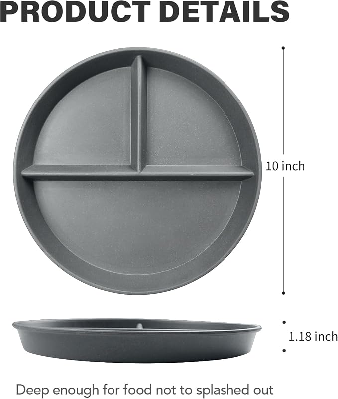 10 Inch 4PCS Unbreakable Portion Control Plates, Divided Plates - Image 2
