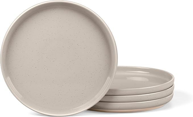 LIANYU 4Pcs Stoneware Dinner Plates Set, 7.75 Inch Porcelain Salad Plates by LIANYU