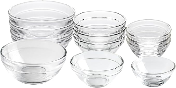 HillSpring 3 Sizes of Glass Prep Bowl Sets, Spices and Chopped Ingredients by HillSpring