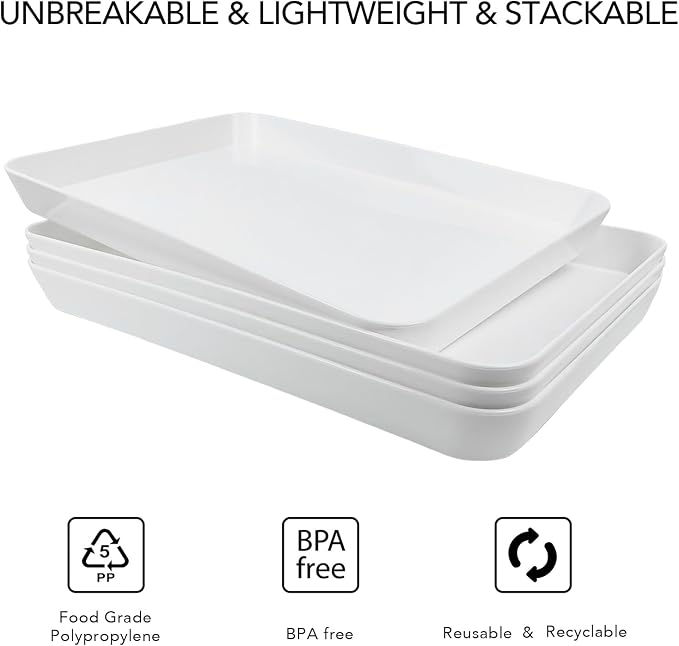 4 Pcs 16" x 11" Large Serving Trays - Image 5