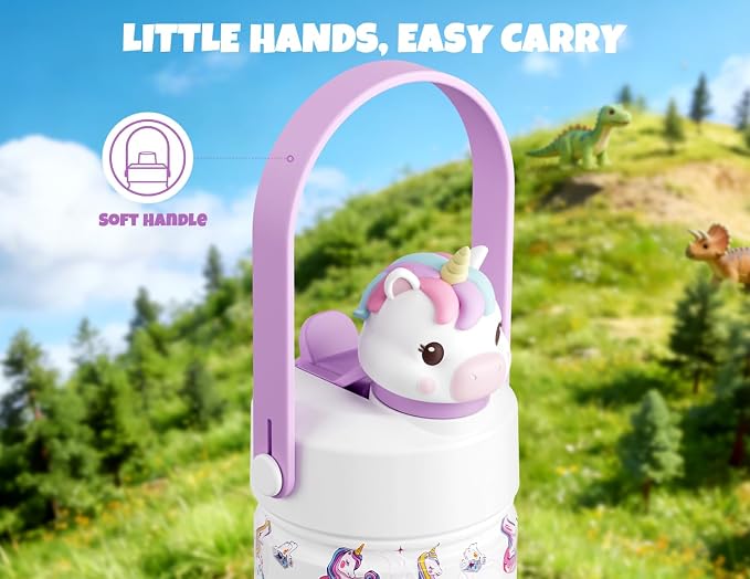 POWCAN 12 oz Kids Water Bottle for School: 2-in-1 Straw Spout Lid - Image 6