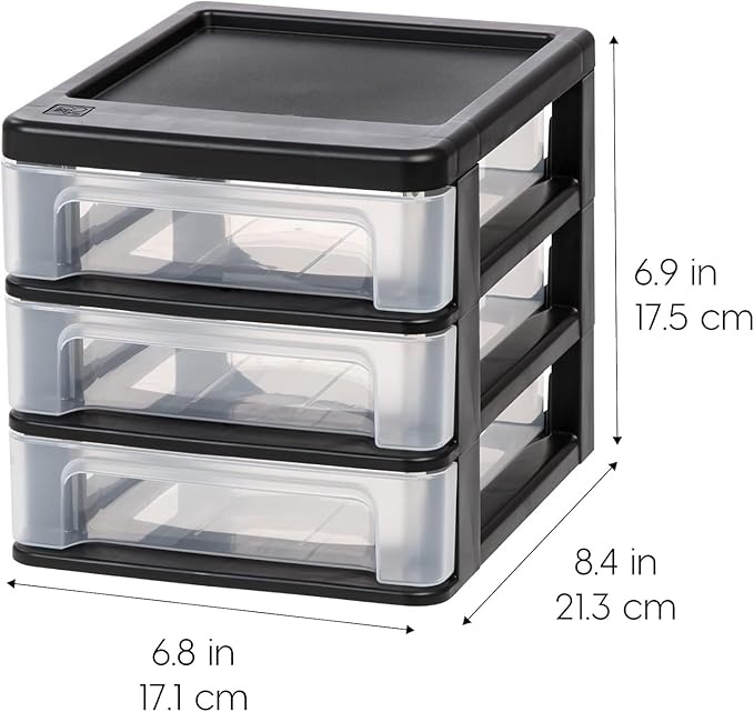 IRIS USA 2-Pack, 3-Drawer Small Plastic Stacking Desktop Organizer, stationery - Image 3