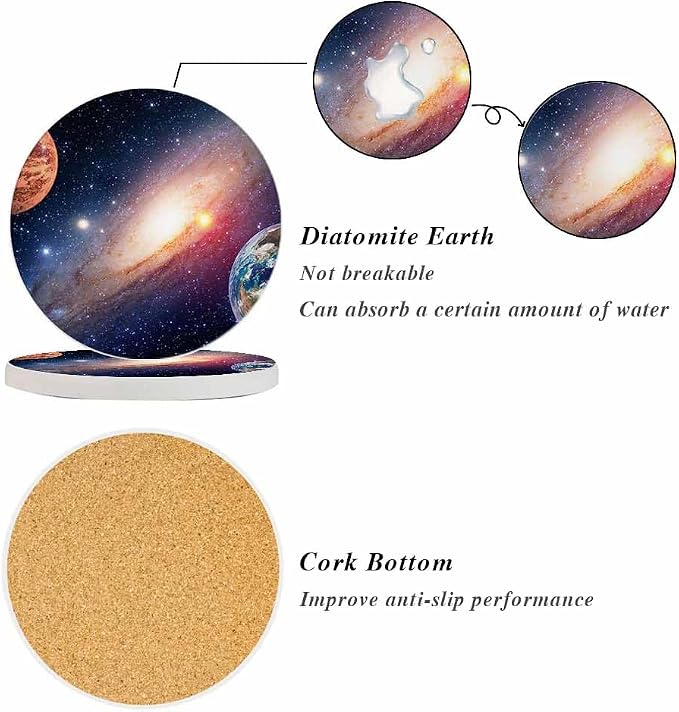 Space Planet Coasters for Drinks Absorbent Ceramic Drink Coaster for Coffee - Image 4