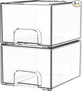 2 Pack Clear Stackable Storage Drawers, 4.4'' Tall Acrylic Drawer Containers by Yieach