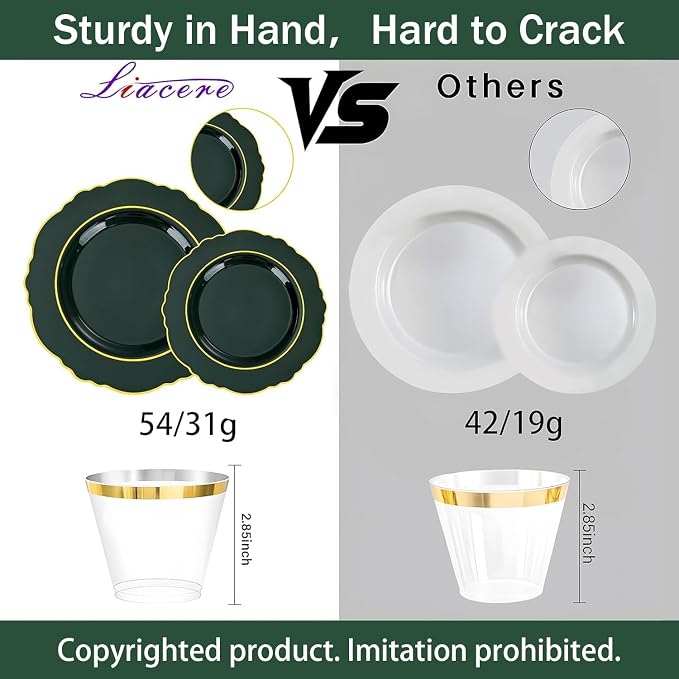 350PCS Green Plastic Plates - Image 2