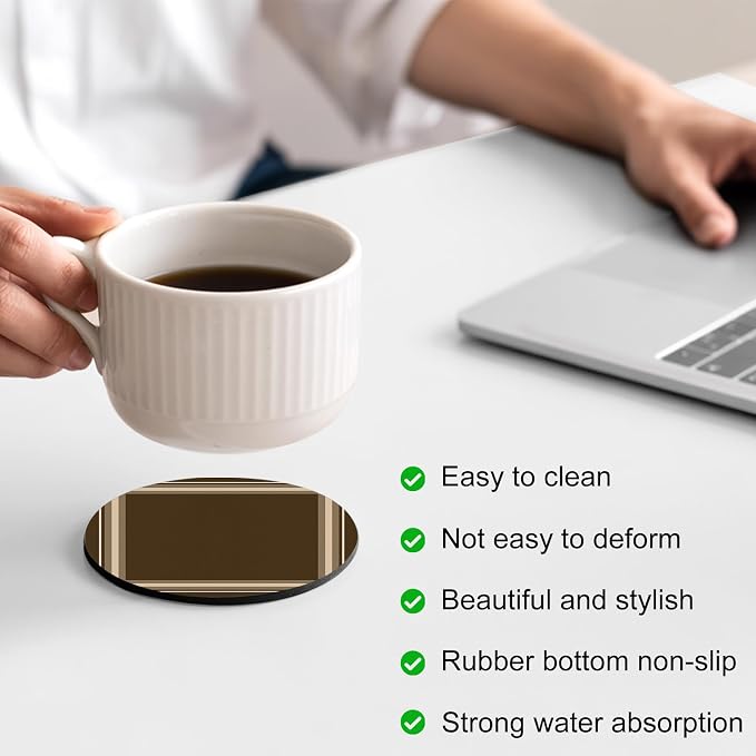 Dark Brown Coasters Set of 4 Absorbent Coasters - Image 4