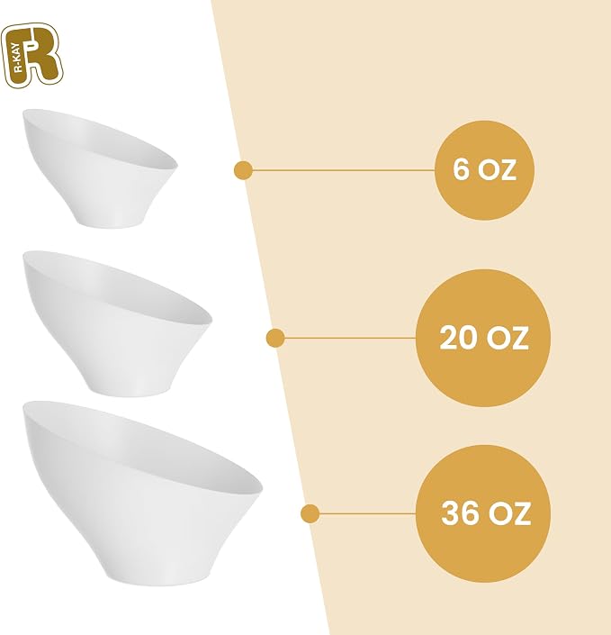 R-kay 6 Pack Angled White Serving Bowls - Image 5