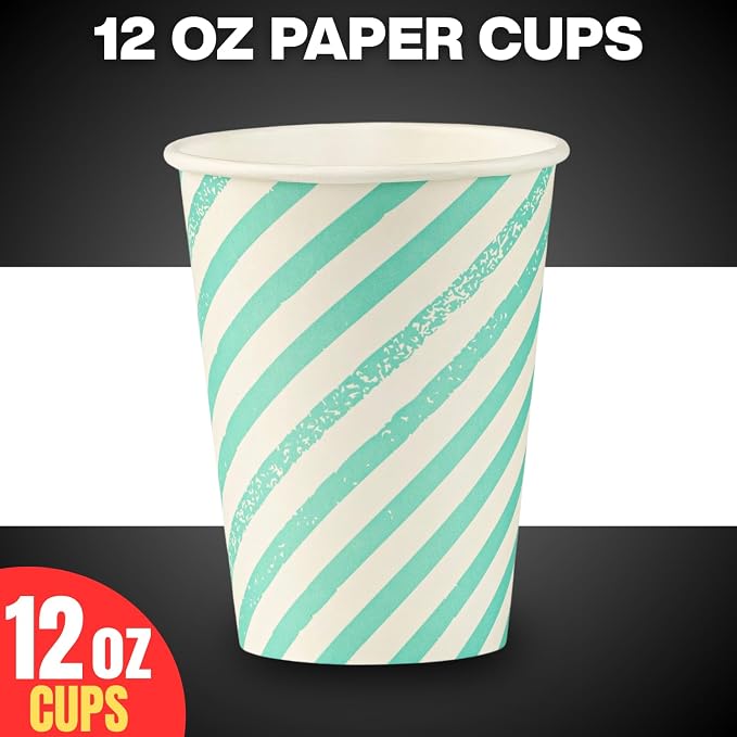 Disposable Coffee Cups, To Go Paper Hot Cups, Water Blue - Image 7