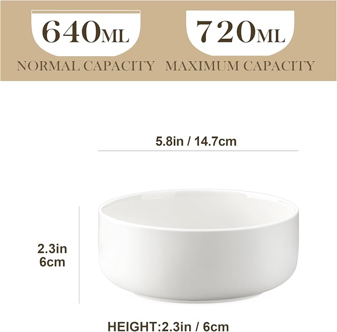 MALACASA 24 OZ Ceramic Bowls Set of 4, Dishwasher Microwave Oven Safe, Series - Image 2