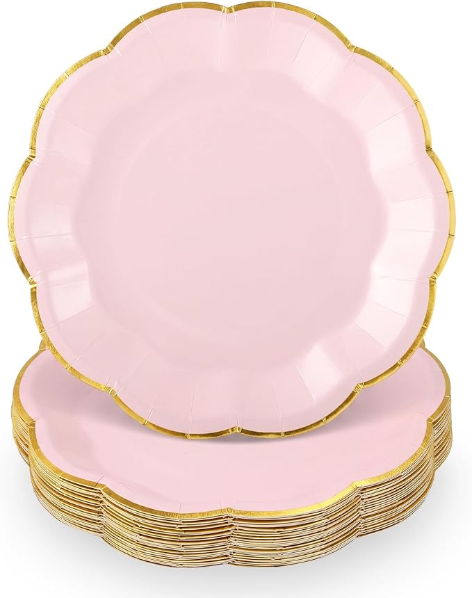 NatNarr 30 Pcs Pink Plates by NatNarr