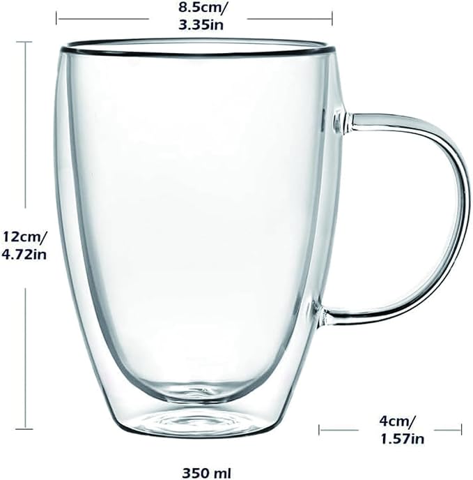 Espresso Cups Set Of 2, Double Walled Glass Coffee Mugs - Image 3