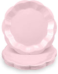 NatNarr 30 Pcs Pink Plates, 7 Inch Scalloped Pink Paper Plates Disposable | by NatNarr